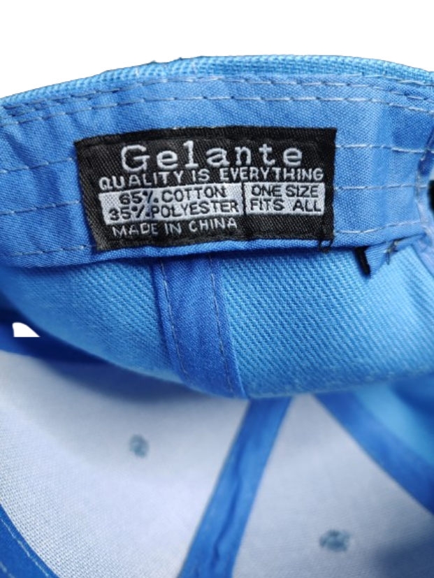 Push Through Cross White Frame 6 Panel Flat Bill Hat Blue www.justsaynpromos.com