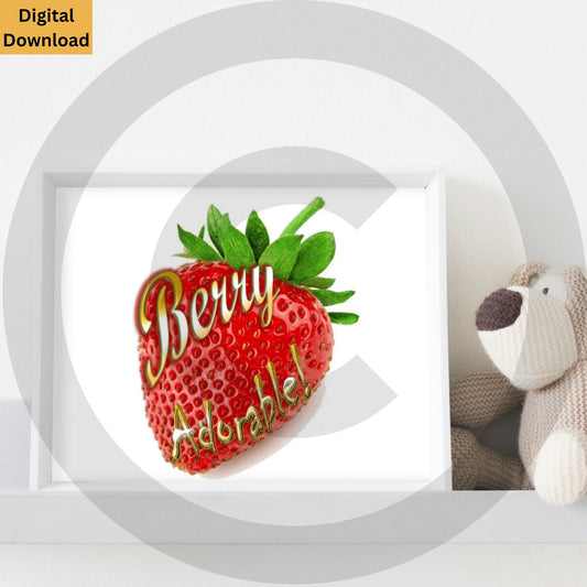 Berry Adorable! strawberry pun digital wall art printable
Cute fruit-themed nursery decor instant download
www.justsaynpromos.com