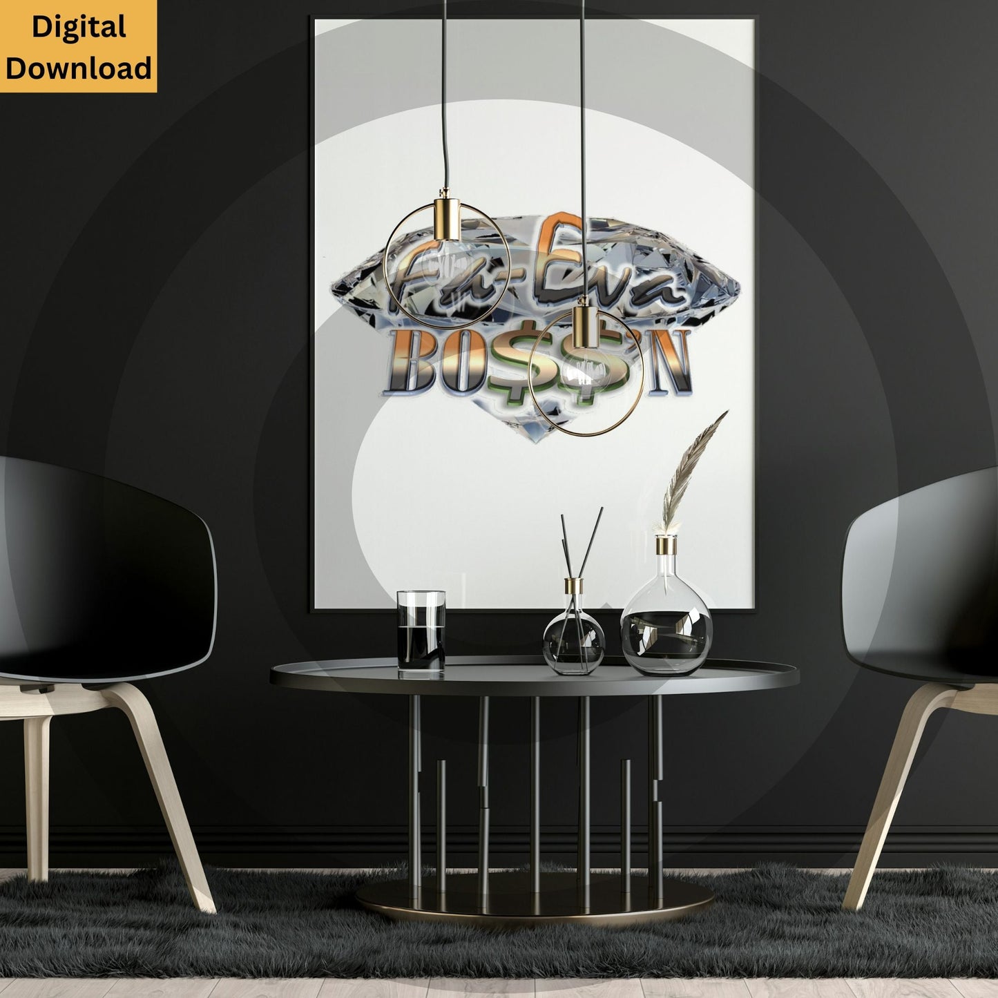 Fa-Eva Boss'n digital wall art with diamond design and empowering typography for men
Masculine boss quote printable decor featuring diamond graphic
www.justsaynpromos.com