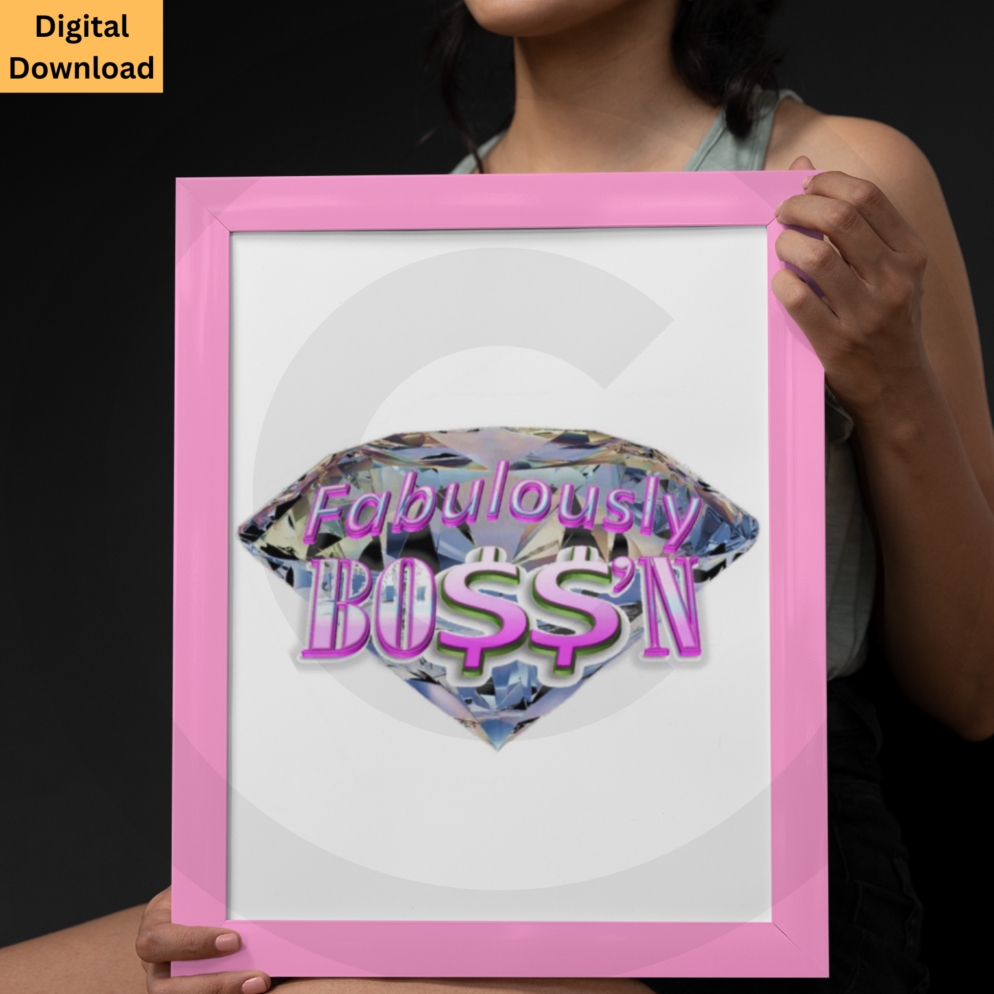 Fabulously Boss'n digital wall art with diamond design and empowering typography
Boss lady printable decor featuring diamond and bold text
www.justsaynpromos.com