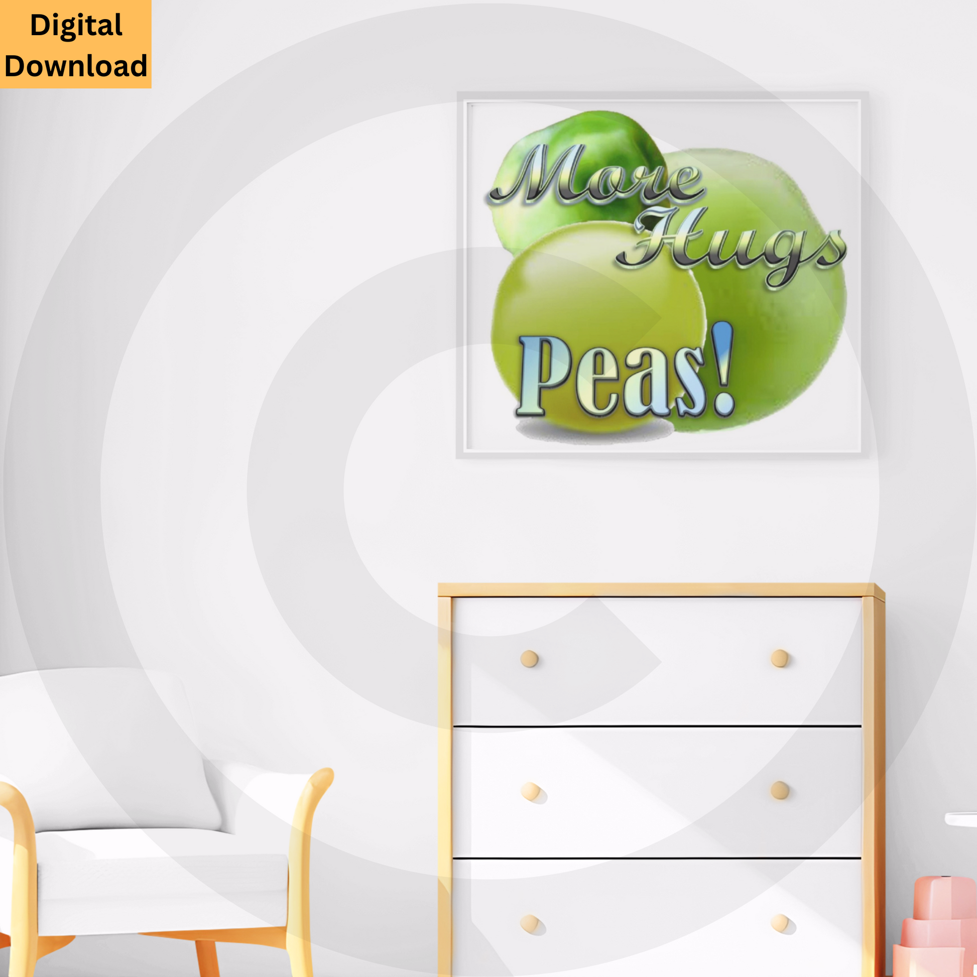 More Hugs Peas! pea pun digital wall art printable
Cute vegetable-themed nursery decor instant download
More Hugs Peas punny vegetable digital wall art printable
Cute green peas food pun wall art instant download
www.justsaynpromos.com