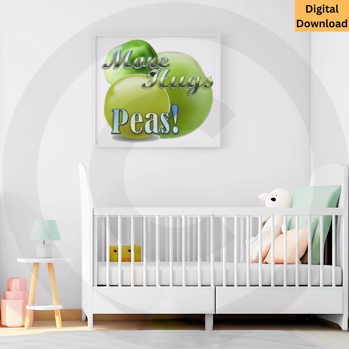 More Hugs Peas! pea pun digital wall art printable
Cute vegetable-themed nursery decor instant download
More Hugs Peas punny vegetable digital wall art printable
Cute green peas food pun wall art instant download
www.justsaynpromos.com