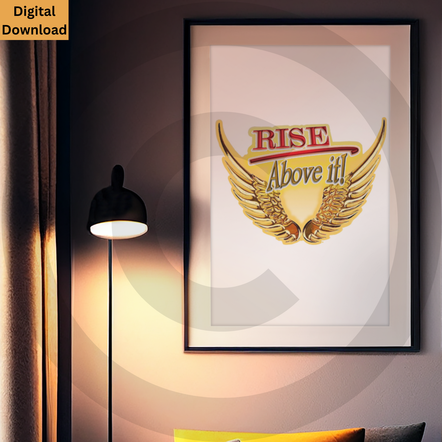 Rise Above It golden wings motivational digital wall art printable
Inspirational typography with golden wings instant download
Rise Above It! digital wall art with golden wings typography
Motivational printable featuring golden wings and inspirational quote
www.justsaynpromos.com
