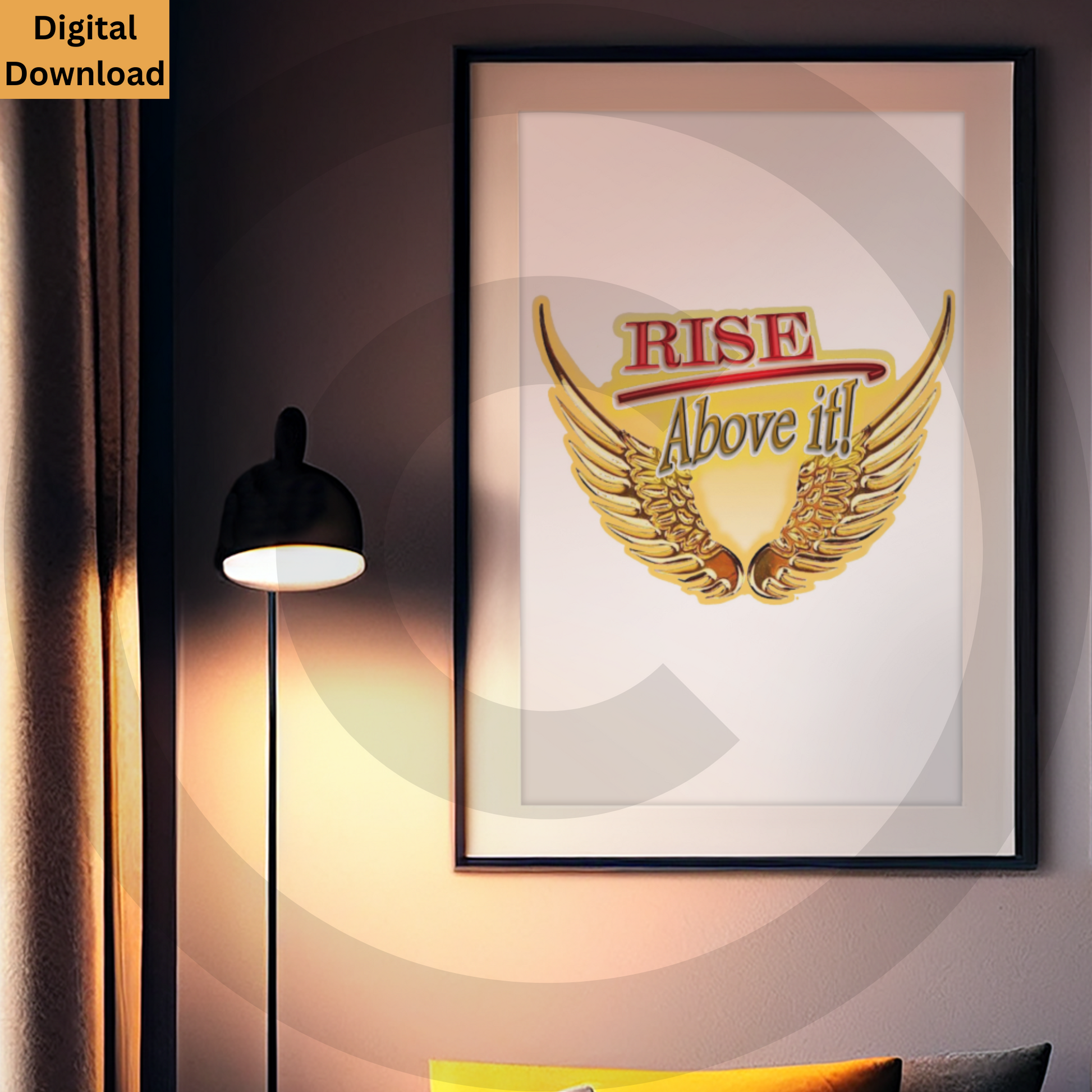 Rise Above It golden wings motivational digital wall art printable
Inspirational typography with golden wings instant download
Rise Above It! digital wall art with golden wings typography
Motivational printable featuring golden wings and inspirational quote
www.justsaynpromos.com