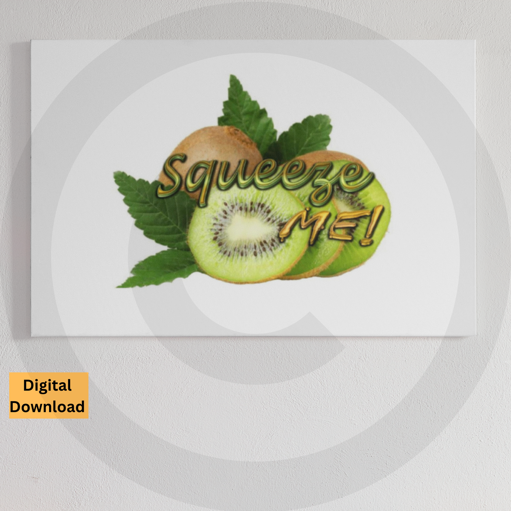 Squeeze Me! kiwi pun digital wall art printable
Cute kiwi fruit illustration with playful typography instant download
Cute fruit-themed nursery decor instant download
www.justsaynpromos.com