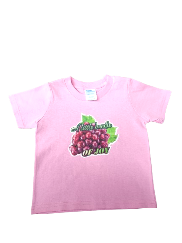 A Little Bundle of Joy pink toddler tee glitter grapes hand pressed  
Bundle of joy toddler shirt pink grape graphic 18 months
www.justsaynpromos.com