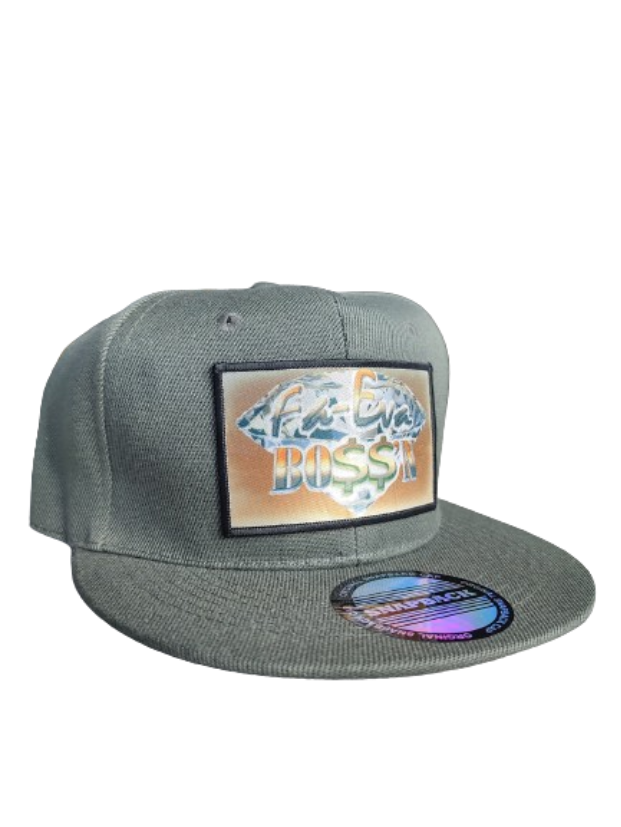 Fa-Eva Boss'n Diamond and Money Signs Black Frame 6 Panel Flat Bill Hat Green www.justsaynpromos.com