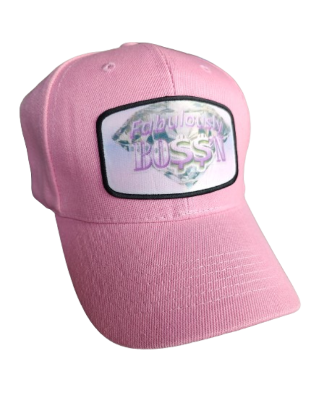 Fabulously Boss'n Diamond Black Frame 6 Panel Baseball Hat Pink www.justsaynpromos.com