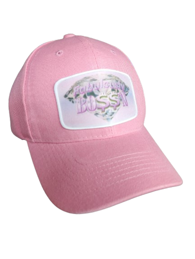 Fabulously Boss'n Diamond White Frame 6 Panel Baseball Hat Pink www.justsaynpromos.com