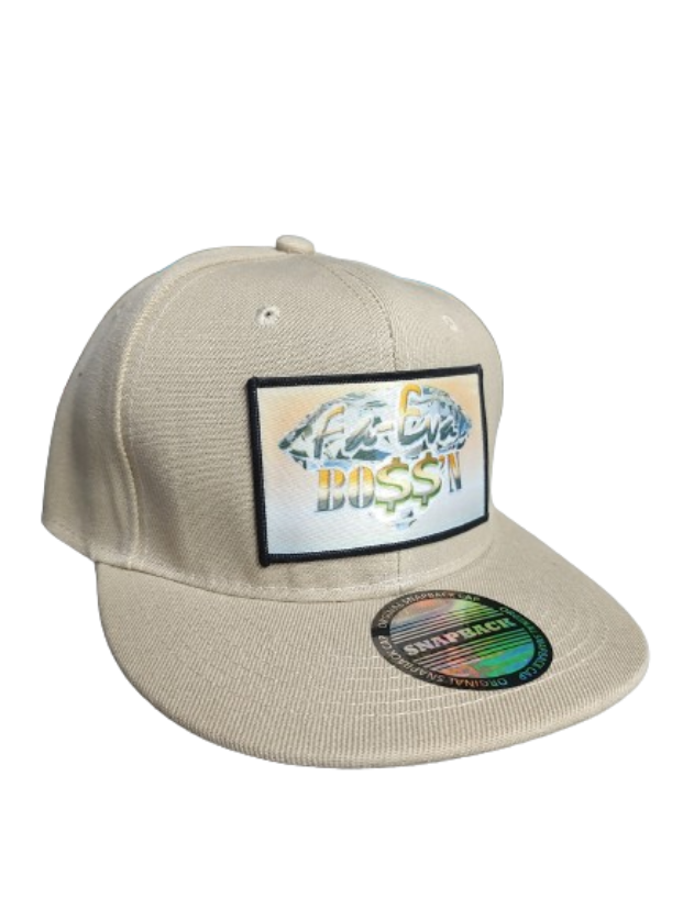 Fa-Eva Boss'n Diamond and Money Signs Black Frame 6 Panel Flat Bill Hat Brown www.justsaynpromos.com