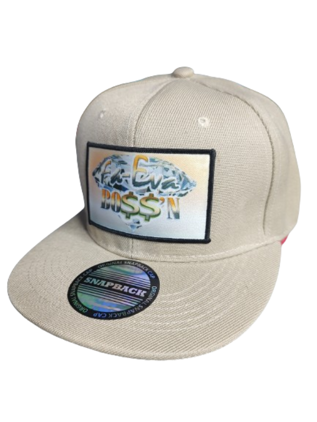 Fa-Eva Boss'n Diamond and Money Signs Black Frame 6 Panel Flat Bill Hat Brown www.justsaynpromos.com