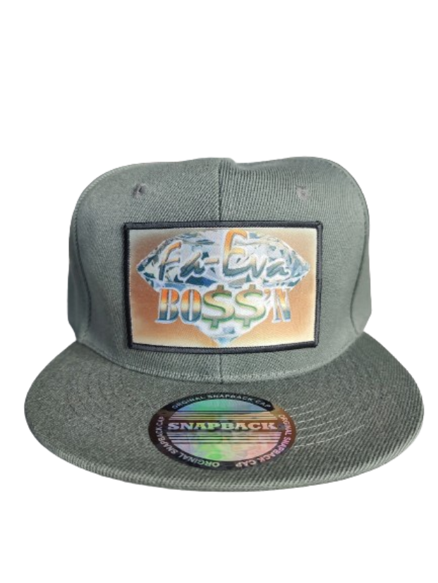 Fa-Eva Boss'n Diamond and Money Signs Black Frame 6 Panel Flat Bill Hat Green www.justsaynpromos.com