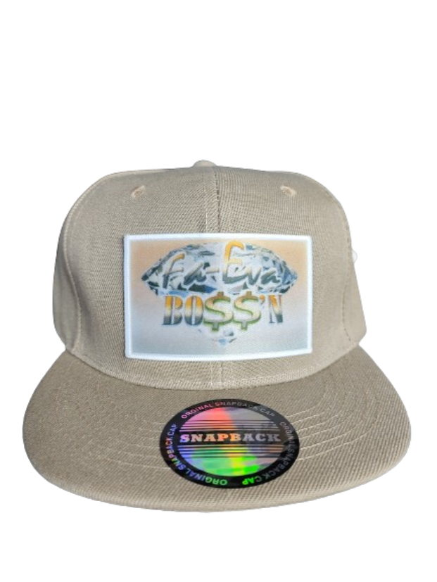Fa-Eva Boss'n Diamond and Money Signs White Frame 6 Panel Flat Bill Hat Brown www.justsaynpromos.com