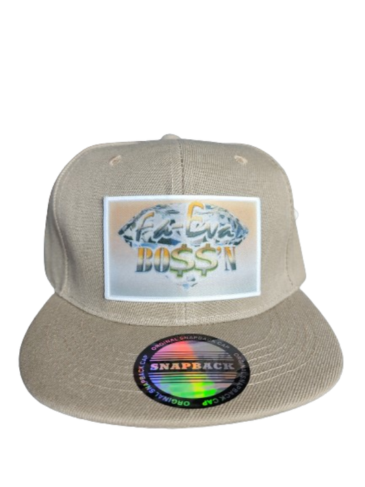 Fa-Eva Boss'n Diamond and Money Signs White Frame 6 Panel Flat Bill Hat Brown www.justsaynpromos.com