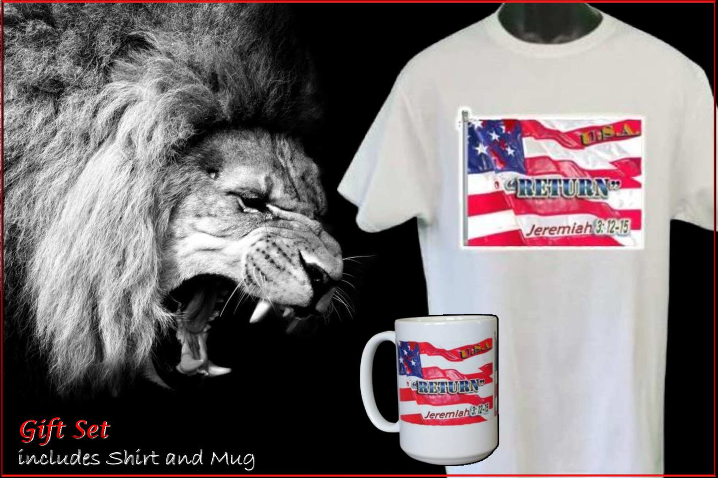 U.S.A. Return Jeremiah 3:12-15 white shirt and mug patriotic Christian gift set

Bible verse bundle USA flag T-shirt mug Jeremiah 3:12-15

U.S.A. Return Jeremiah 3:12-15 Gift Set - White www.justsaynpromos.com