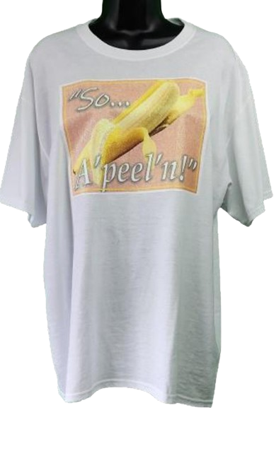 So... A'peel'n! Banana Glitter Graphic Tee – Funny Unisex T-Shirt in White or Pink, Hand Pressed Custom Design by Just Say’n Promos – Sizes M to 4XL – Retro Fruit Shirt with Sparkle Detail
www.justsaynpromos.com