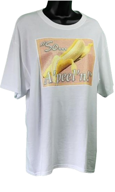 So... A'peel'n! 🍌 Adult Unisex Graphic Tee - Large & XL - White www.justsaynpromos.com