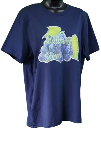Naturally Sweet! 🍇 Blue Grapes Adult Unisex Graphic Tee - Large - Dark Blue www.justsaynpromos.com