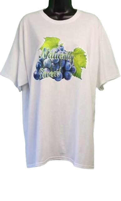 Naturally Sweet!🍇Blue Grapes Adult Unisex Graphic Tee - XL - White www.justsaynpromos.com