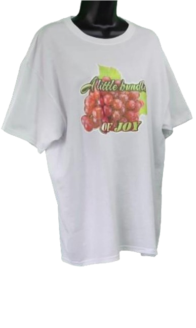 A Little Bundle of Joy 🍇Adult Unisex Graphic Tee - Large or XL - White www.justsaynpromos.com