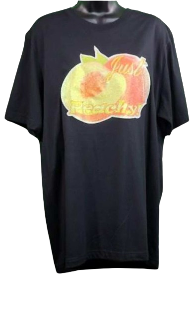 Just Peachy! 🍑 Adult Unisex Graphic Tee - XL - Black www.justsaynpromos.com
