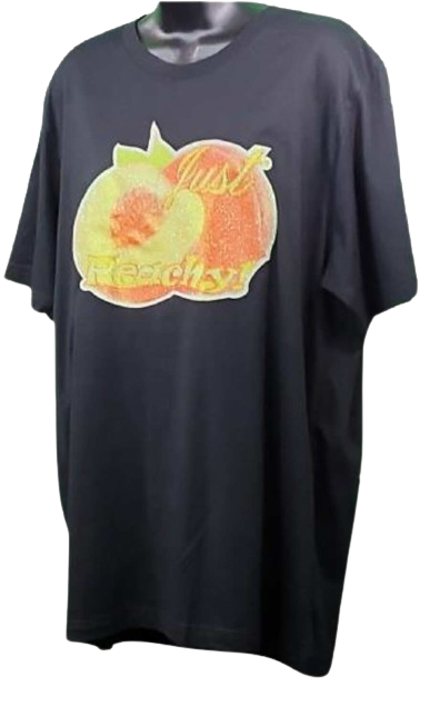 Just Peachy! 🍑 Adult Unisex Graphic Tee - XL - Black www.justsaynpromos.com