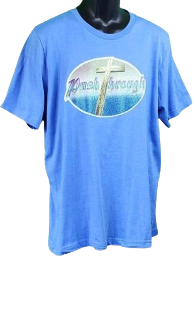 Push Through ✝️ Adult Unisex Graphic Tee - XL - Light Blue www.justsaynpromos.com