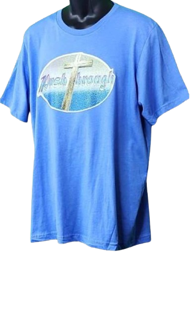 Push Through ✝️ Adult Unisex Graphic Tee - XL - Light Blue www.justsaynpromos.com