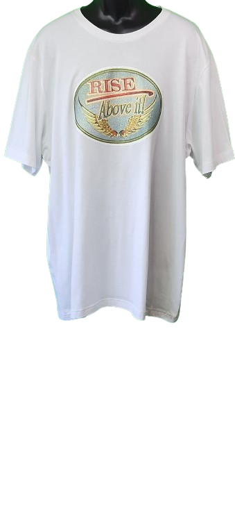 Rise Above It!! Retro Glitter Tee with Golden Wings – Feel-Good Unisex Graphic Shirt in White or Black, Hand Pressed by Just Say’n Promos – Uplifting Custom Apparel with Vintage Vibes
www.justsaynpromos.com