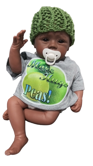 More Hugs Peas gray toddler shirt glitter peas hand-pressed  
Fruit pun toddler tee 18 months
www.justsaynpromos.com