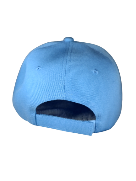 Push Through Cross White Frame 6 Panel Flat Bill Hat Blue www.justsaynpromos.com