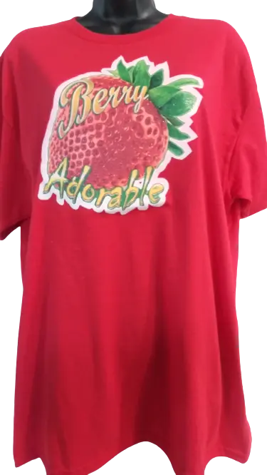 Berry Adorable🍓Adult Unisex Graphic Tee - Large - Red www.justsaynpromos.com