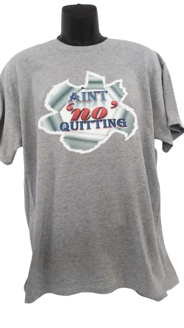 Aint 'no' Quitting 🔥Adult Unisex Graphic Tee - Large - Grey www.justsaynpromos.com