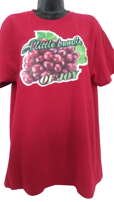 A Little Bundle of Joy 🍇 Adult Unisex Graphic Tee - Large - Burgundy www.justsaynpromos.com
