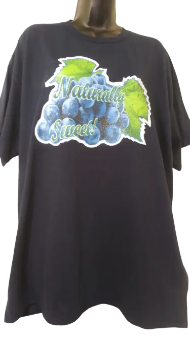 Naturally Sweet! 🍇Blue Grapes Adult Unisex Graphic Tee - XL - Dark Blue www.justsaynpromos.com