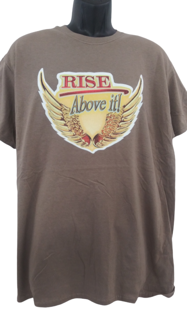 Rise Above It!! Retro Glitter Tee with Golden Wings – Feel-Good Unisex Graphic Shirt in White or Brown, Hand Pressed by Just Say’n Promos – Uplifting Custom Apparel with Vintage Vibes
www.justsaynpromos.com