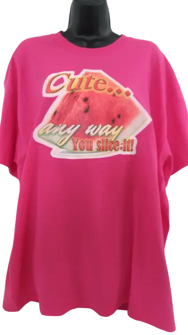 Cute... Any Way You Slice It! 🍉 Adult Unisex Graphic Tee - XL - Dark Pink www.justsaynpromos.com